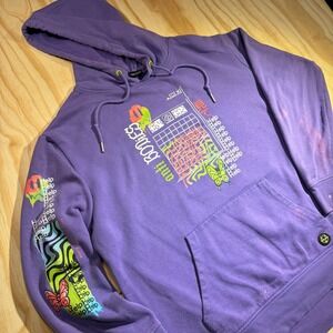 Vitriol Anti Bodies Purple Graphic Hoodie Mens Medium Neon Butterfly Smiley Face